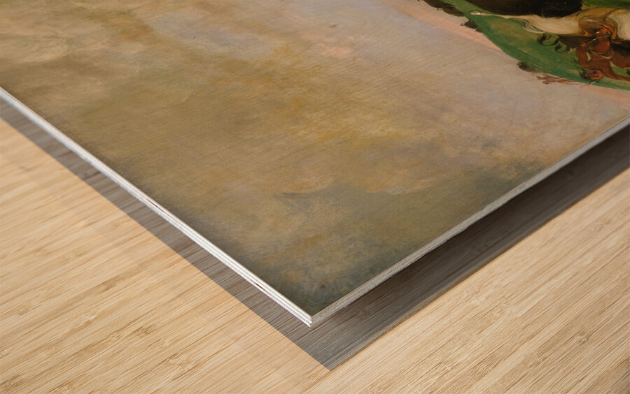 Buffalo Chase Bulls Making Battle With Men And Horses 1832-1833 Wood print