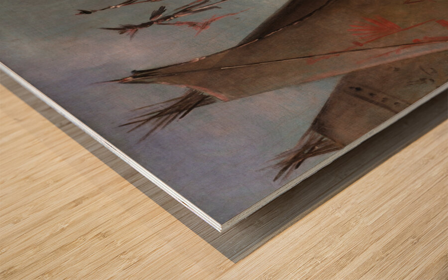 Comanche Lodge of Buffalo Skins Wood print