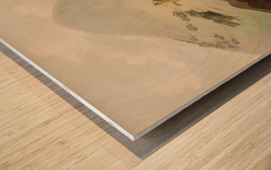 Buffalo Hunt Horseback 1844 Wood print