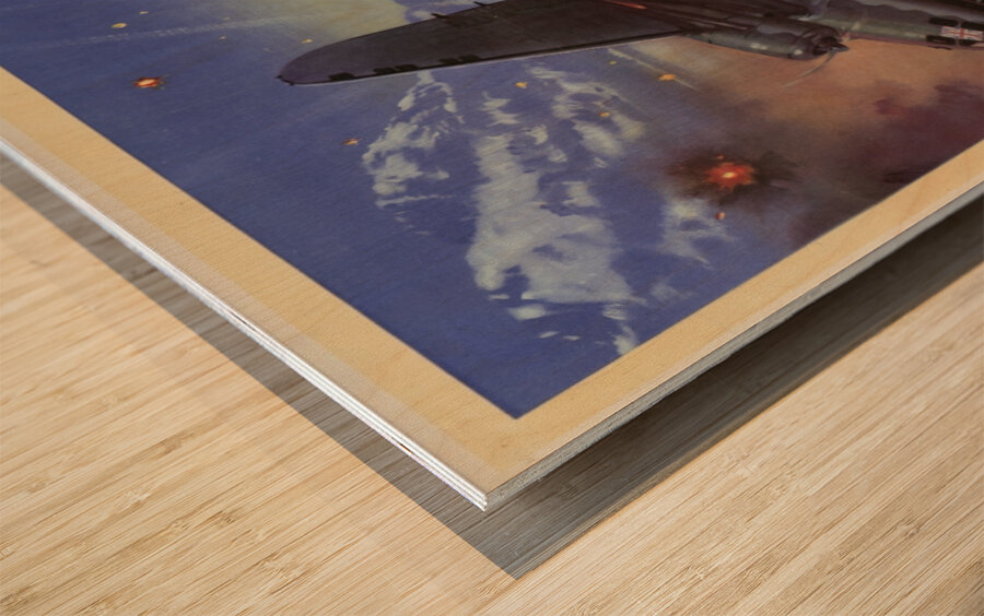 A Raid by ‘Hudsons’ of the Coastal Command on German Shipping at Aalesund Wood print