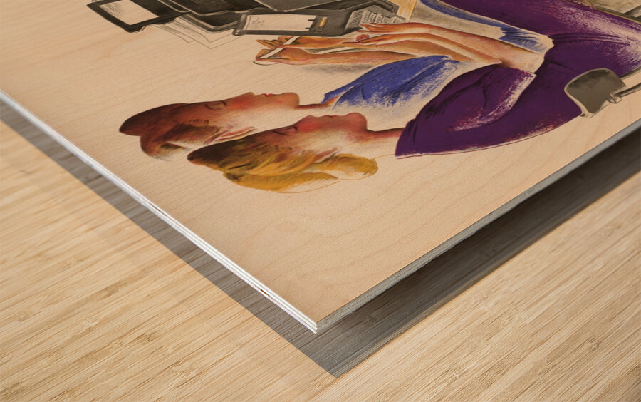 Post Office Telegraphists at War Work – Telegraph Less 2 Wood print