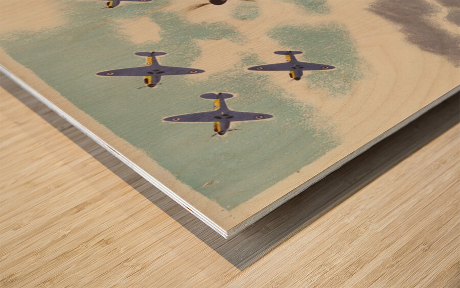 The Famous British ‘Spitfires’ Flying in Formation  Wood print