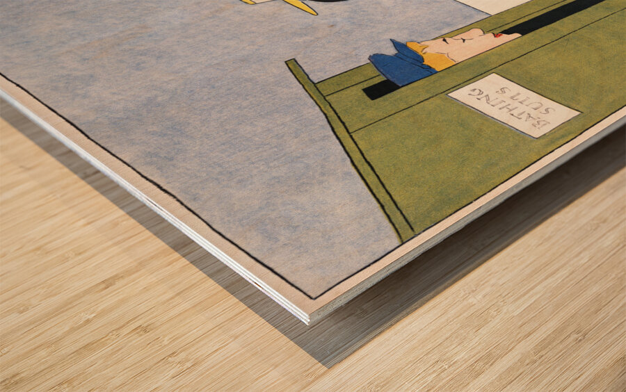 Woman picking up bathing suits 1895 by Edward Penfield Wood print