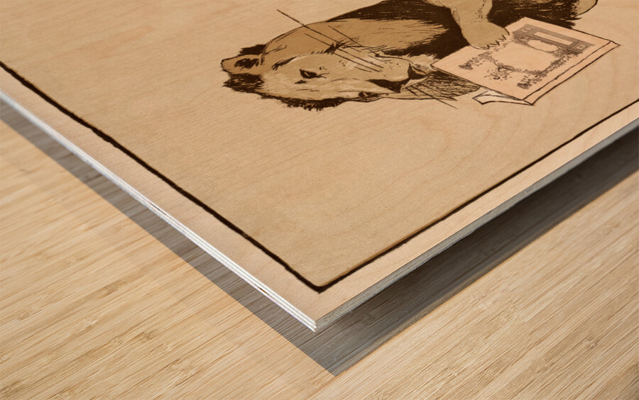 Lion and a book 1894 by Edward Penfield Wood print