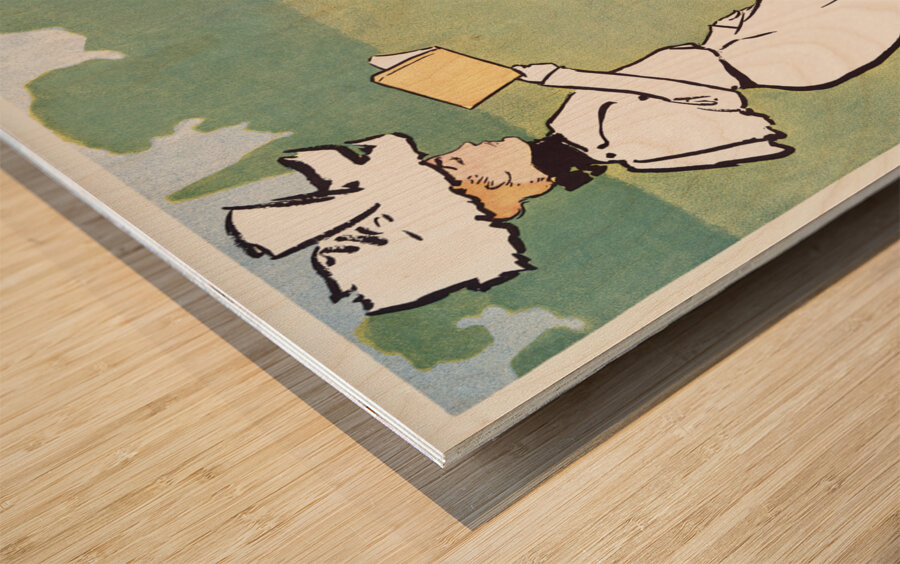 Woman reading in the garden ca. 1890-1907 by Edward Penfield Wood print