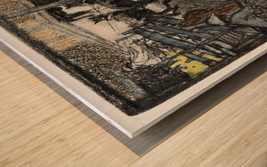 A busy scene of a market by Edward Penfield 1866-1925 Wood print