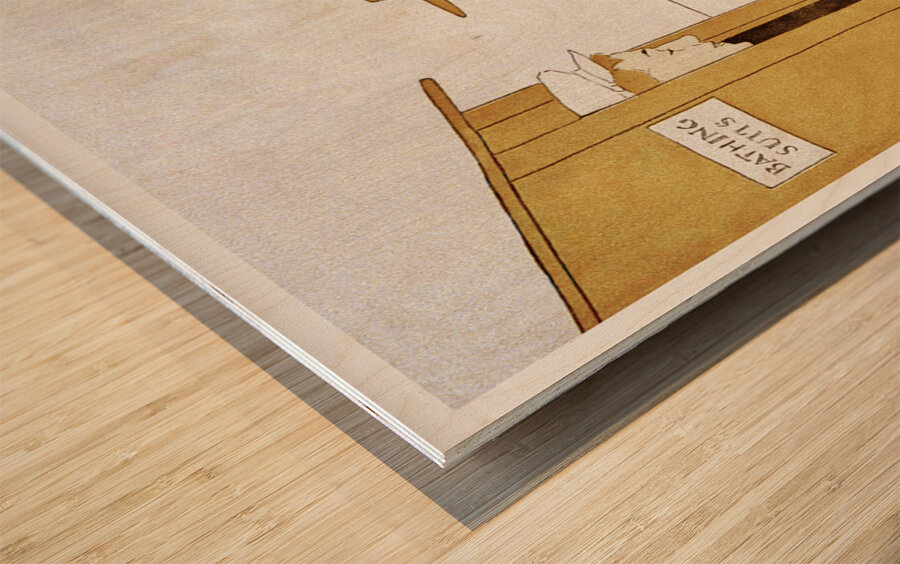 Woman picking up bathing suits 1895 by Edward Penfield Wood print