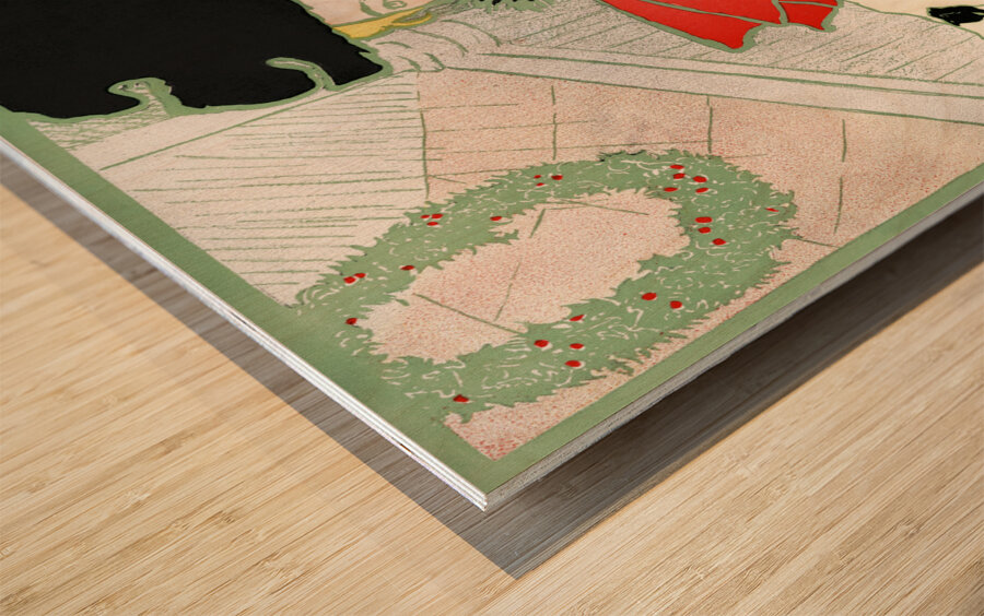 Vintage Christmas card 1896 by Edward Penfield Wood print