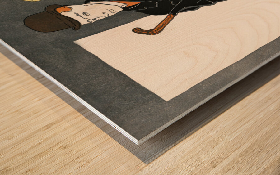 Man with walking stick and woman 1896 by Edward Penfield Wood print