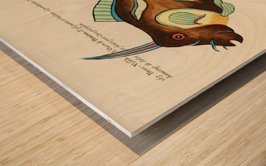 Colourful and surreal illustrations of fishes found in Moluccas Indonesia and the East Indies by Louis Renard 1678 -1746 from Histoire naturelle des plus rares curiositez de la mer des Indes 1754. Wood print