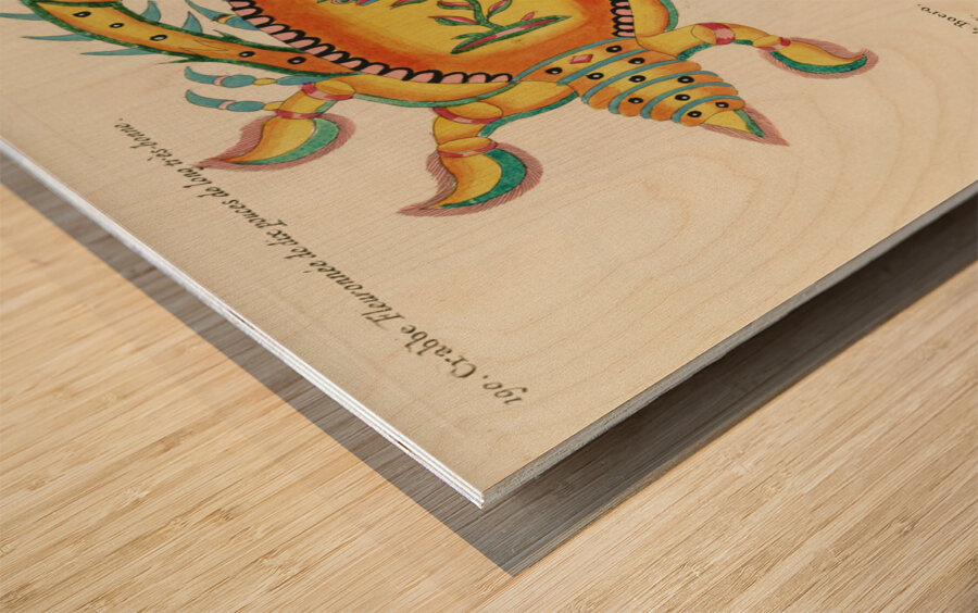 Colourful and surreal illustrations of fishes and lobster found in Moluccas Indonesia and the East Indies by Louis Renard 1678 -1746 from Histoire naturelle des plus rares curiositez de la mer des Indes 1754. Wood print