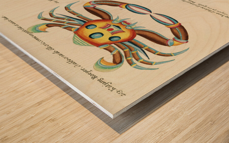 Colourful and surreal illustrations of fishes and crabs found in Moluccas Indonesia and the East Indies by Louis Renard 1678 -1746 from Histoire naturelle des plus rares curiositez de la mer des Indes 1754. Wood print