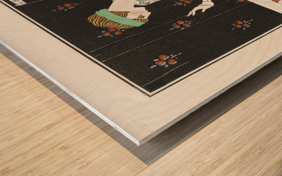 Costumes Parisiens: Grande robe du soir from Journal des Dames et des Modes 1913 fashion illustration  by George Barbier.  Wood print