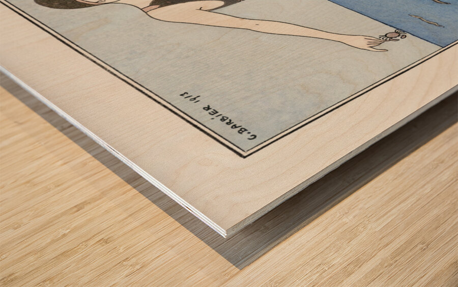 Costumes Parisiens: Grande robe du soir from Journal des Dames et des Modes 1913 fashion illustration  by George Barbier.  Wood print