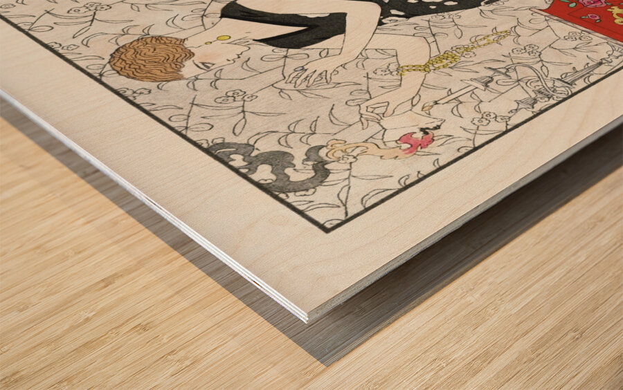 Fum&eacutee: Robe du soir de Beer 1921 fashion illustration  by George Barbier.  Wood print