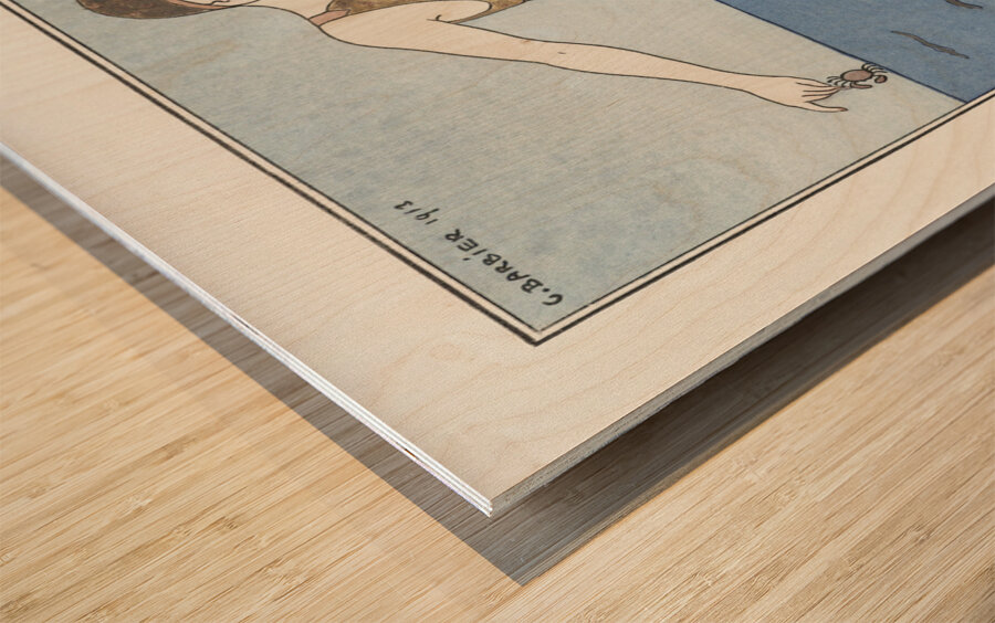 Costumes Parisiens: Costume de bain 1913 fashion illustration  by George Barbier.  Wood print