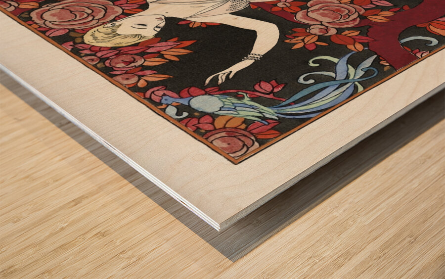 LArbre de science: Robe du soir de Doeuillet 1914 fashion illustration  by George Barbier.  Wood print