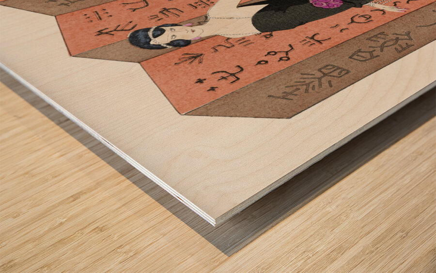 Le paravent rouge: Robe du soir de Worth from Gazette du Bon Ton. Art &ndash Modes & Frivolit&eacutes: Famous Fashion Houses No. 10 Pl. 80 1921 fashion illustration  by George Barbier.  Wood print