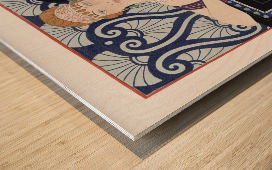 Les Trois Beautes de Mnasidika 1922 fashion illustration by George Barbier. Wood print