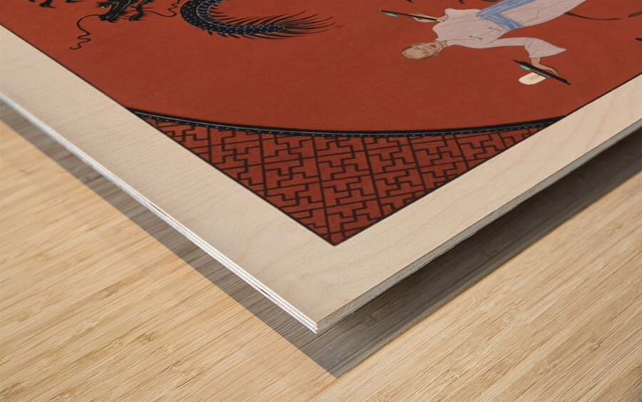 Chez la Marchande de Pavots 1920 fashion illustration  by George Barbier. Wood print