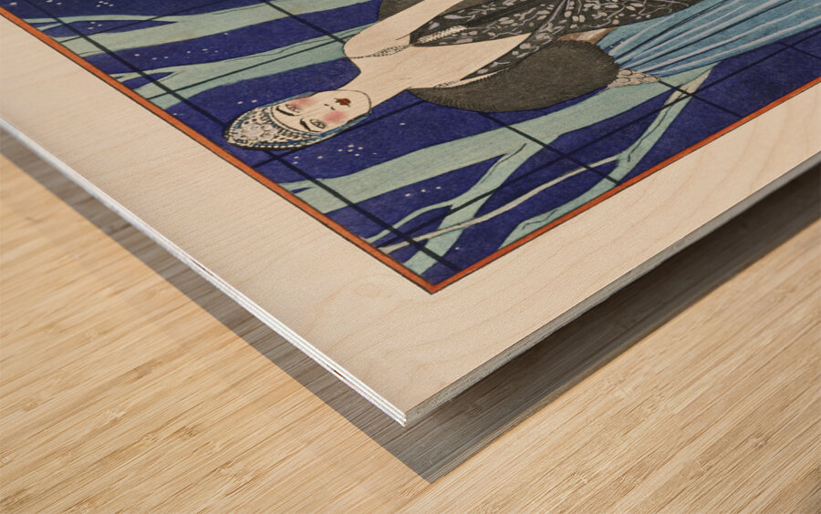 Alcyone / Robe et manteau du soir de Worth 1923 fashion illustration  by George Barbier.  Wood print