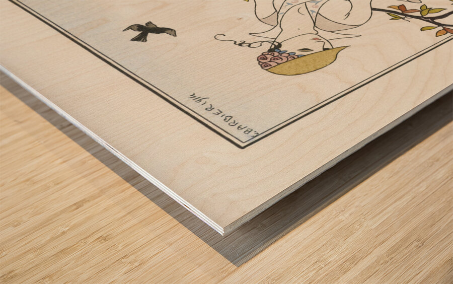 Costumes Parisiens No.179: Toilette de taffetas from Journal des Dames et des Modes 1914 fashion illustration  by George Barbier.  Wood print