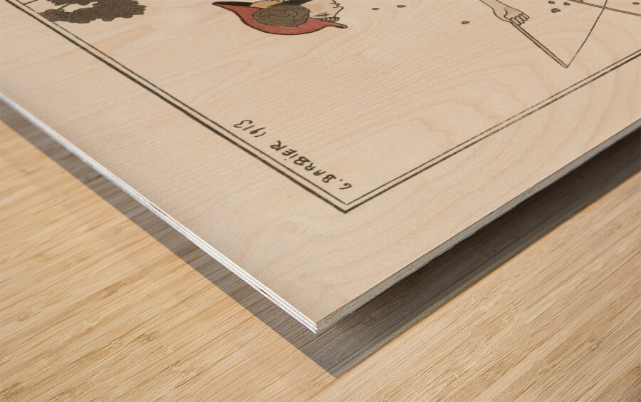 Costumes Parisiens: Robe de linon imprim&eacute from Journal des Dames et des Modes 1913 fashion illustration  by George Barbier.  Wood print