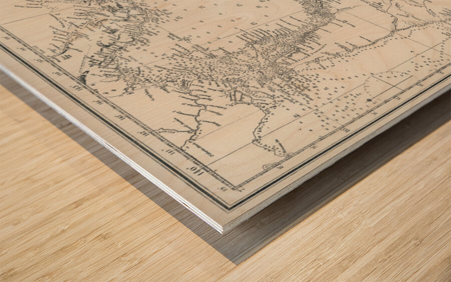 Chart of the Great Barrier Reef Area from The Great Barrier Reef of Australia 1893 by William Saville-Kent 1845-1908.  Wood print