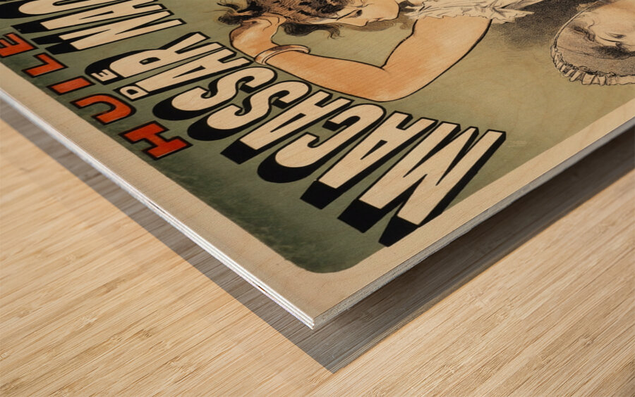 Huile De Macassar Naquet 1877 Poster by Jules Chéret Wood print