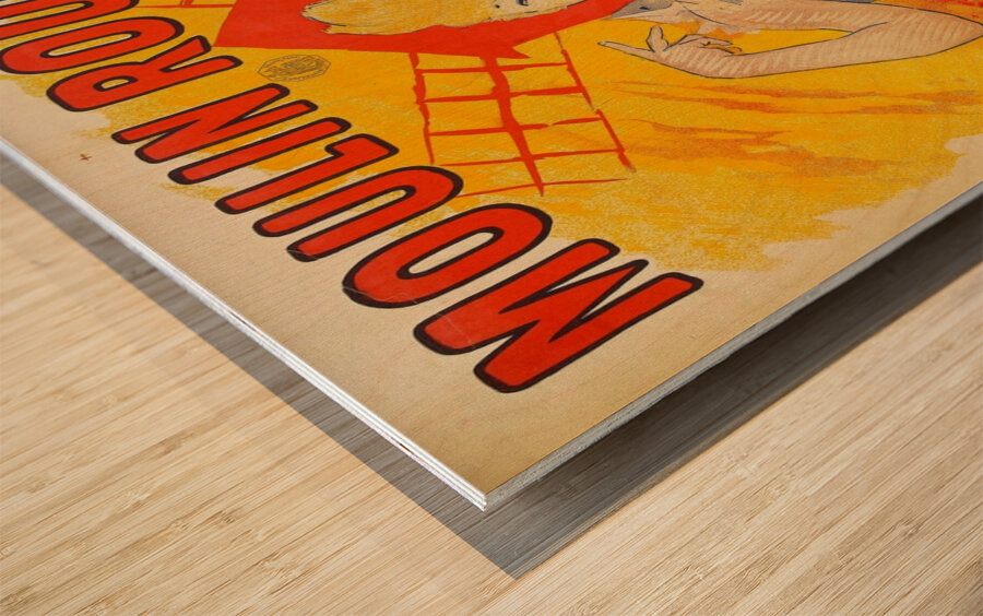 Moulin Rouge Paris-Cancan 1890 Poster by Jules Chéret Wood print