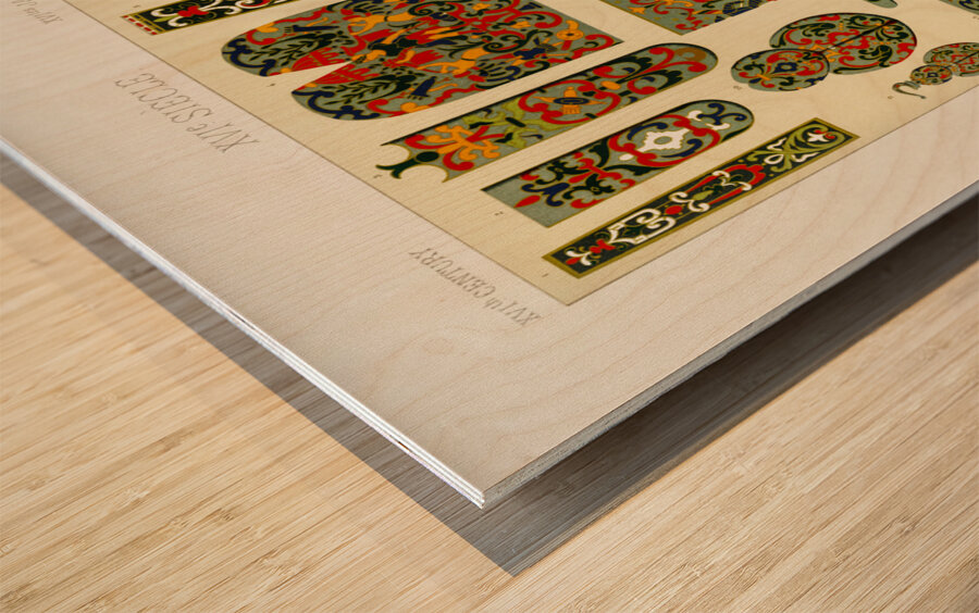 16th Century pattern. 1888 edition Lornement Polychrome by Albert Racine 1825–1893. Wood print