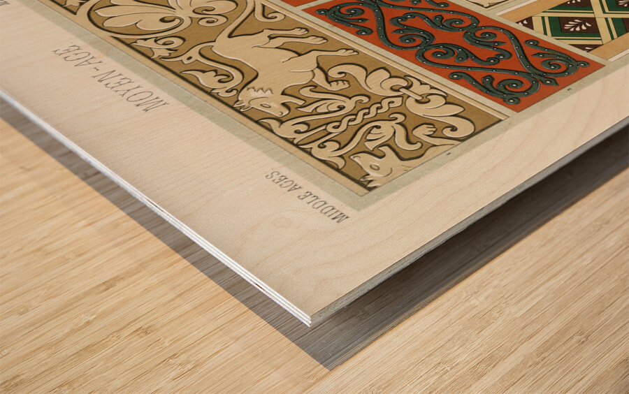 Middle-Ages pattern. 1888 edition Lornement Polychrome by Albert Racine 1825–1893. Wood print