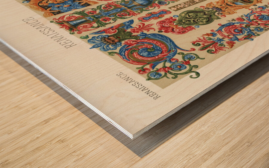 Renaissance pattern. 1888 edition Lornement Polychrome by Albert Racine 1825–1893. Wood print