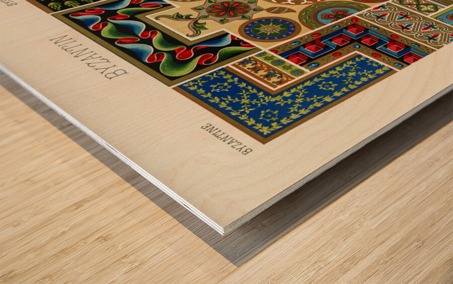Byzantine pattern. 1888 edition Lornement Polychrome by Albert Racine 1825–1893. Wood print