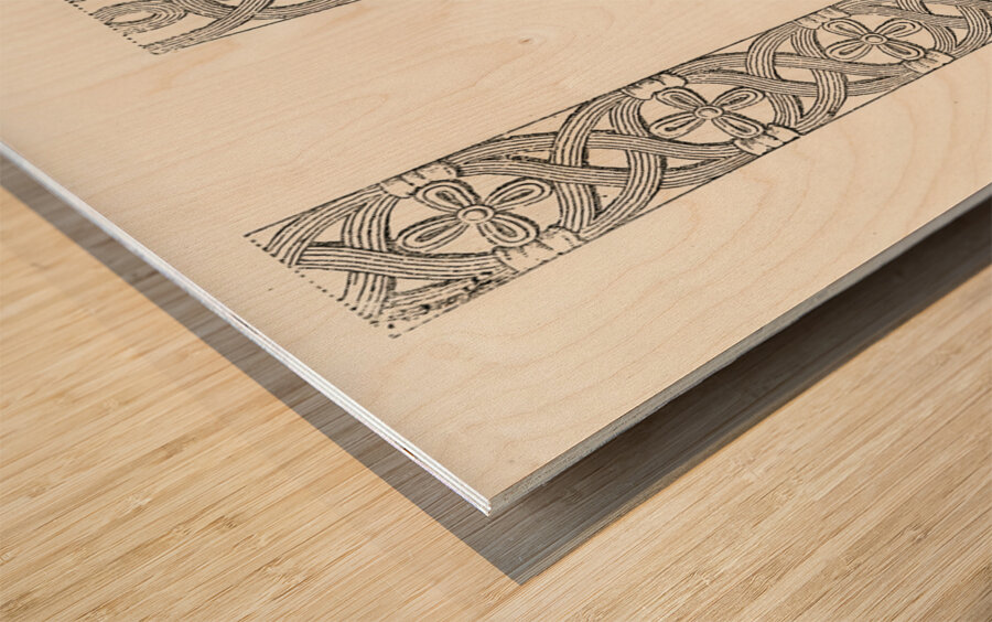 Antique illustration. 1888 edition Lornement Polychrome by Albert Racine 1825–1893. Wood print