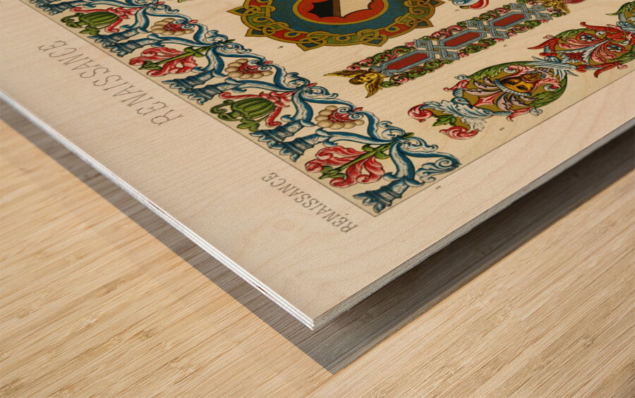Renaissance pattern. 1888 edition Lornement Polychrome by Albert Racine 1825–1893. Wood print