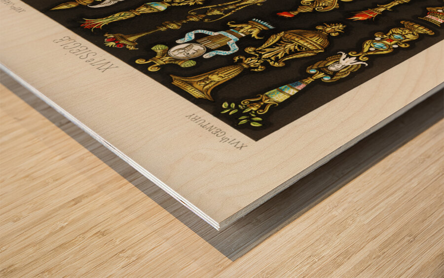 16th Century pattern. 1888 edition Lornement Polychrome by Albert Racine 1825–1893. Wood print