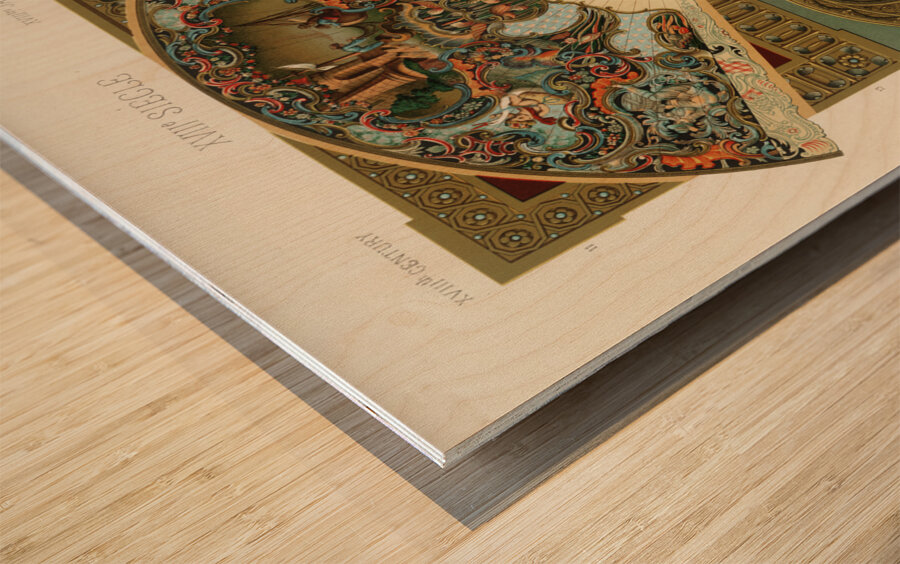 18th Century pattern. 1888 edition Lornement Polychrome by Albert Racine 1825–1893. Wood print