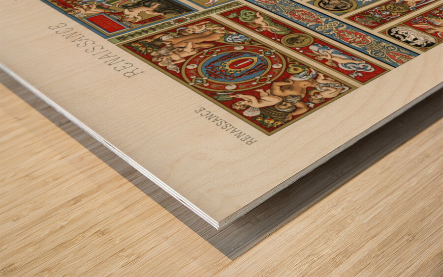 Renaissance pattern. 1888 edition Lornement Polychrome by Albert Racine 1825–1893. Wood print