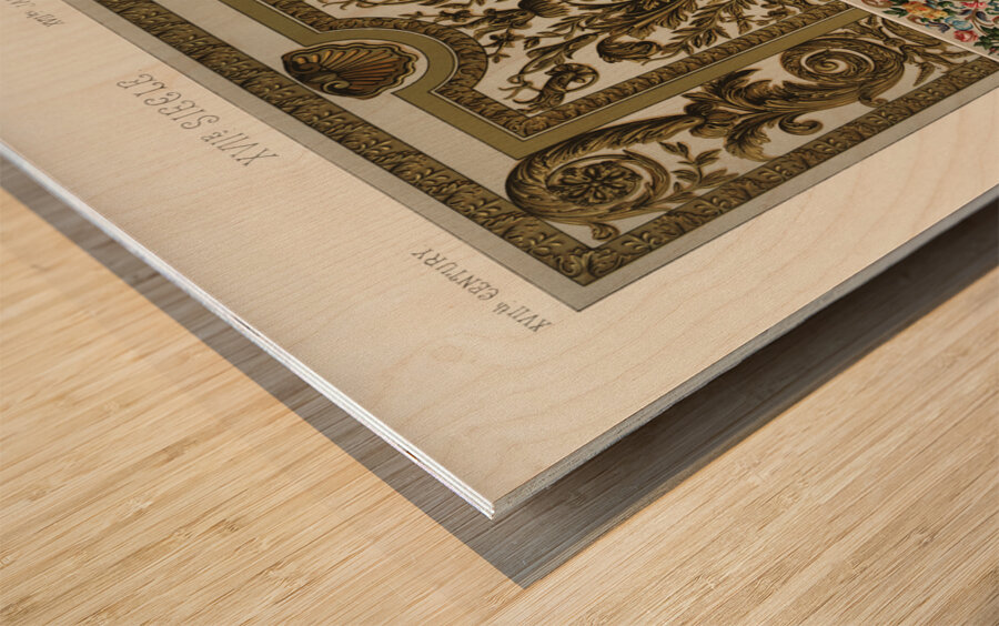 17th Century pattern. 1888 edition Lornement Polychrome by Albert Racine 1825–1893. Wood print