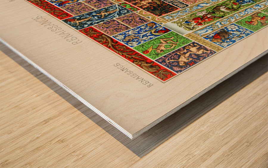 Renaissance pattern. 1888 edition Lornement Polychrome by Albert Racine 1825–1893. Wood print
