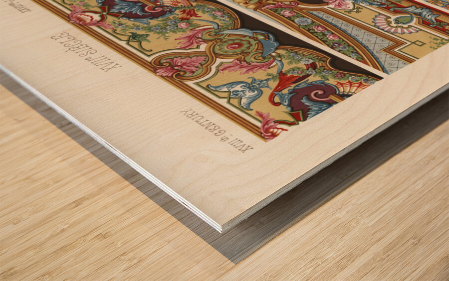 18th Century pattern. 1888 edition Lornement Polychrome by Albert Racine 1825–1893. Wood print