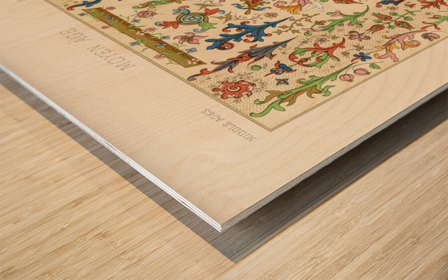 Medieval pattern. 1888 edition Lornement Polychrome by Albert Racine 1825–1893. Wood print