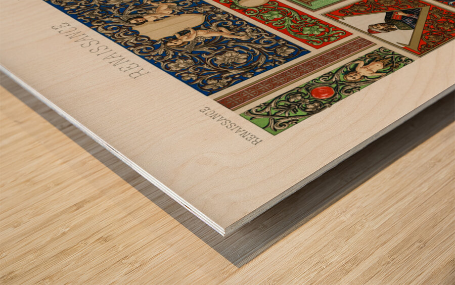 Renaissance pattern. 1888 edition Lornement Polychrome by Albert Racine 1825–1893. Wood print