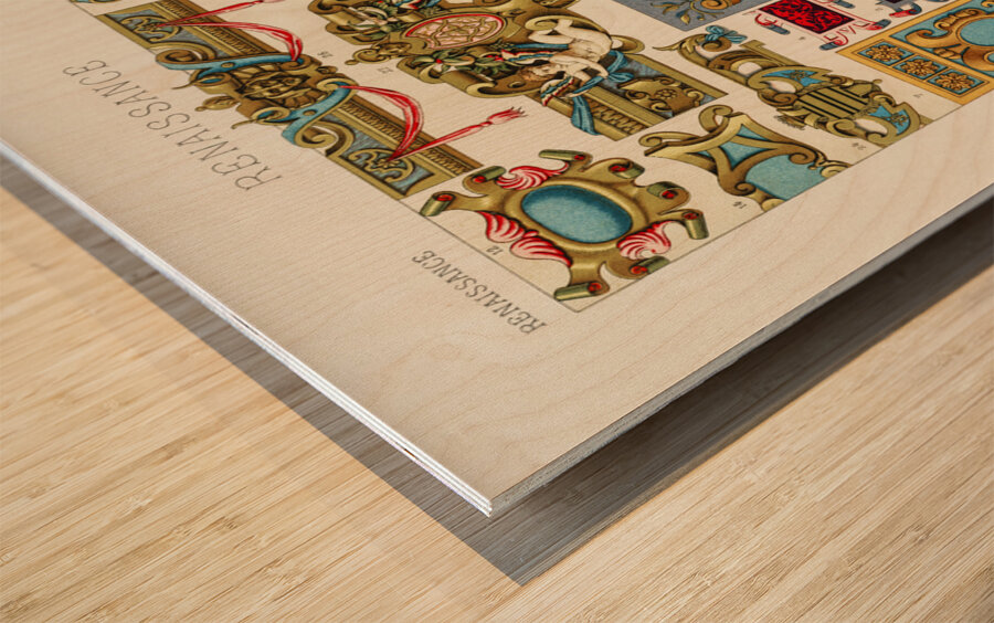 Renaissance pattern. 1888 edition Lornement Polychrome by Albert Racine 1825–1893. Wood print