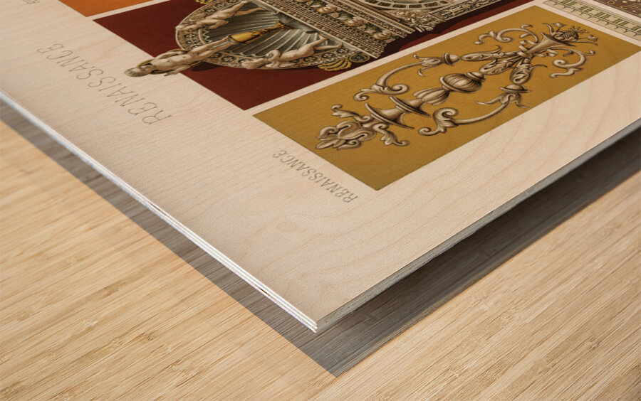 Renaissance pattern. 1888 edition Lornement Polychrome by Albert Racine 1825–1893. Wood print