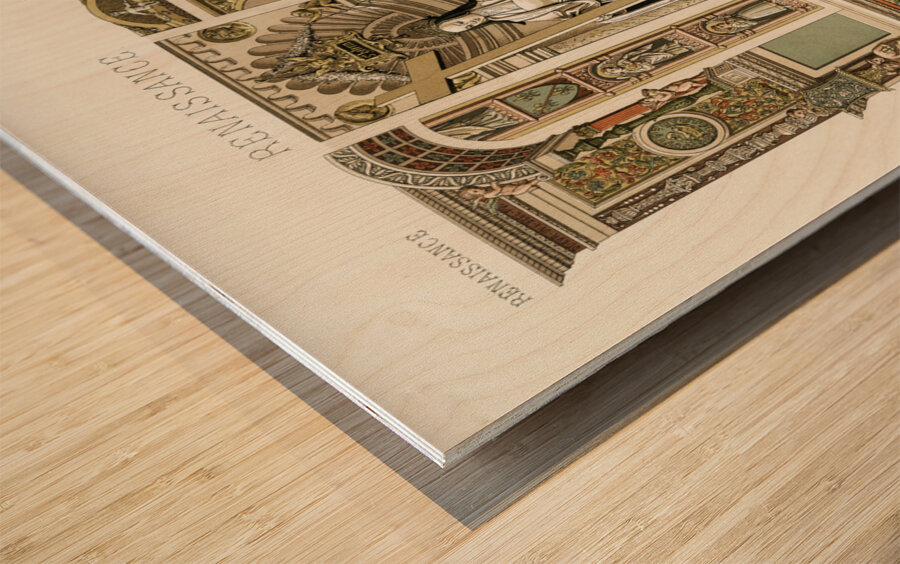 Renaissance pattern. 1888 edition Lornement Polychrome by Albert Racine 1825–1893. Wood print