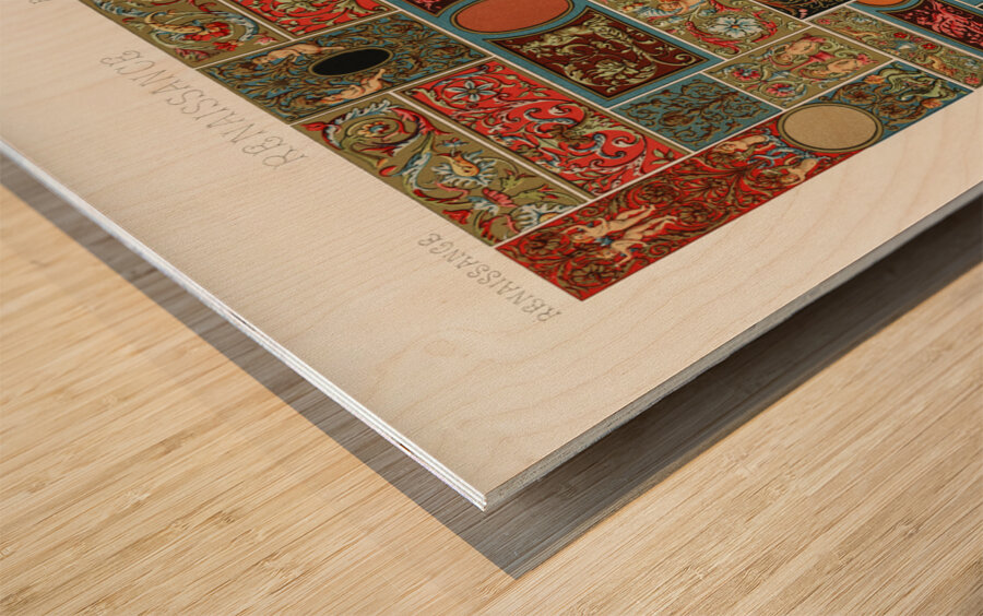 Renaissance pattern. 1888 edition Lornement Polychrome by Albert Racine 1825–1893. Wood print