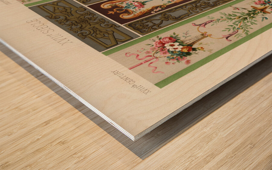 18th Century pattern. 1888 edition Lornement Polychrome by Albert Racine 1825–1893. Impression sur bois