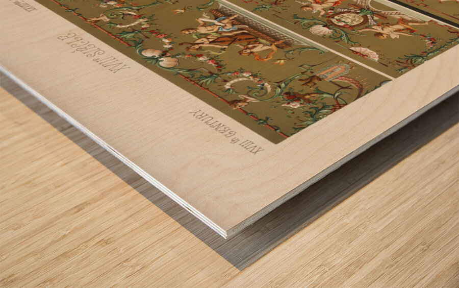 18th Century pattern. 1888 edition Lornement Polychrome by Albert Racine 1825–1893. Wood print